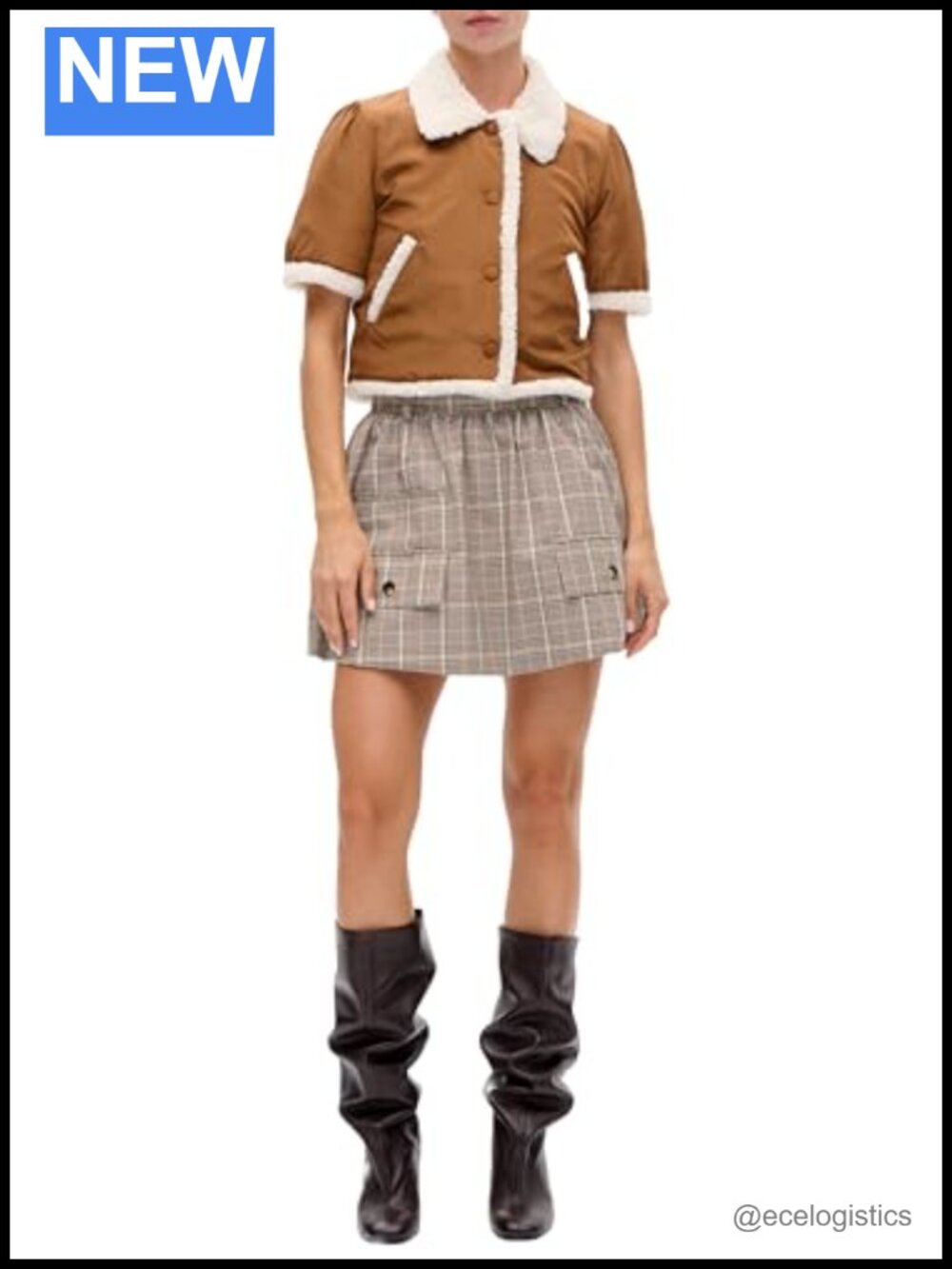 Mini A-Line Bubble Skirt with Pockets Checkered